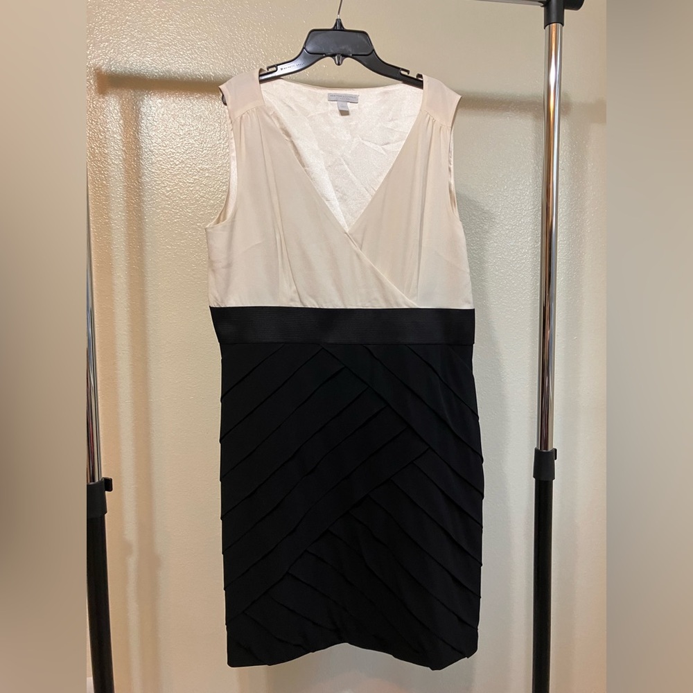 Elegant Black and Cream Sleeveless Dress